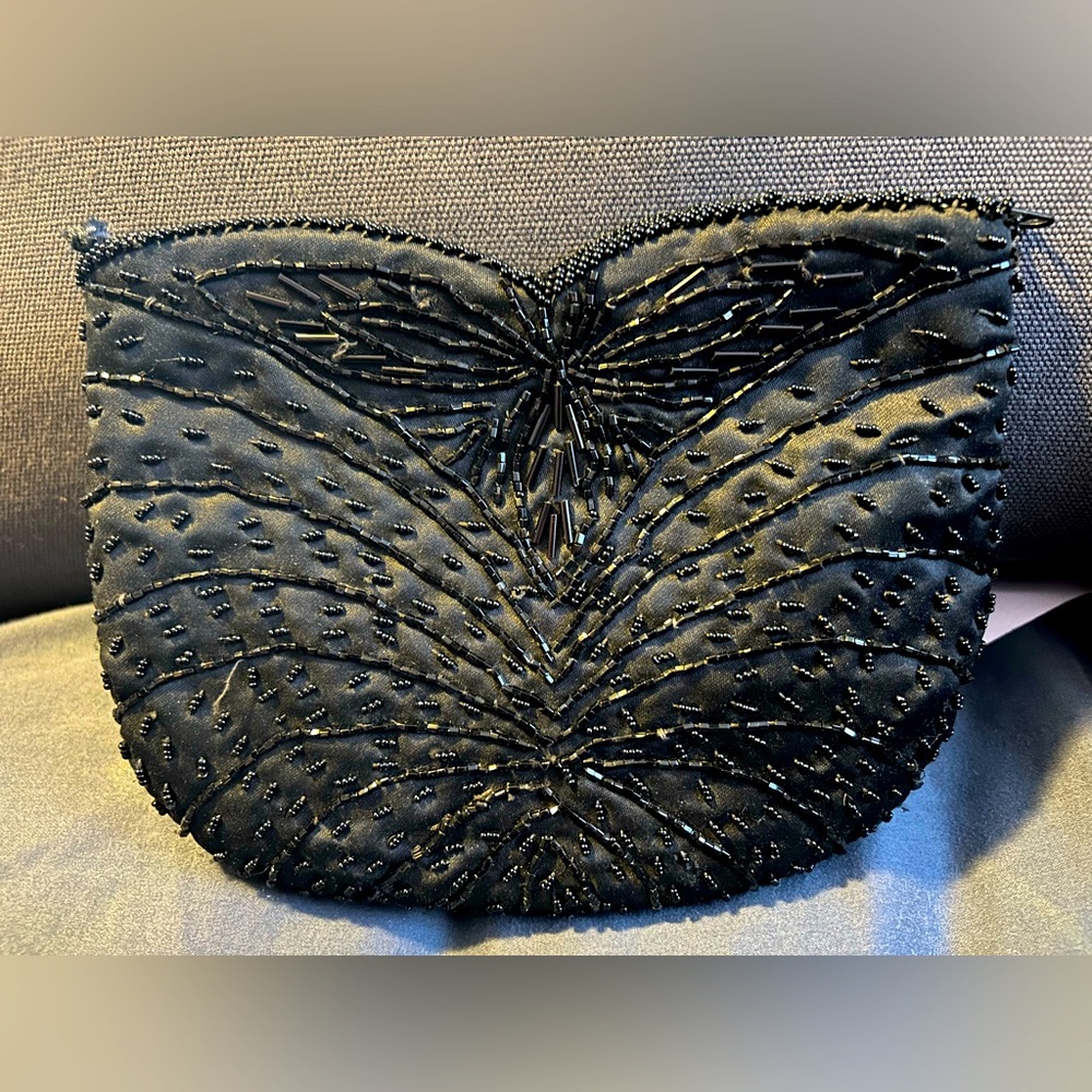 Elegant Black Beaded Clutch